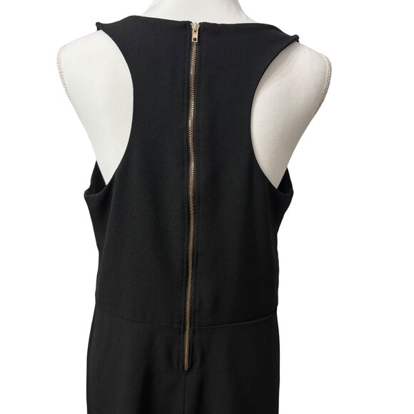 Womens Black Lace-Up Front Sleeveless Romper With Gold Back Zipper Xhilaration L - Picture 5 of 11